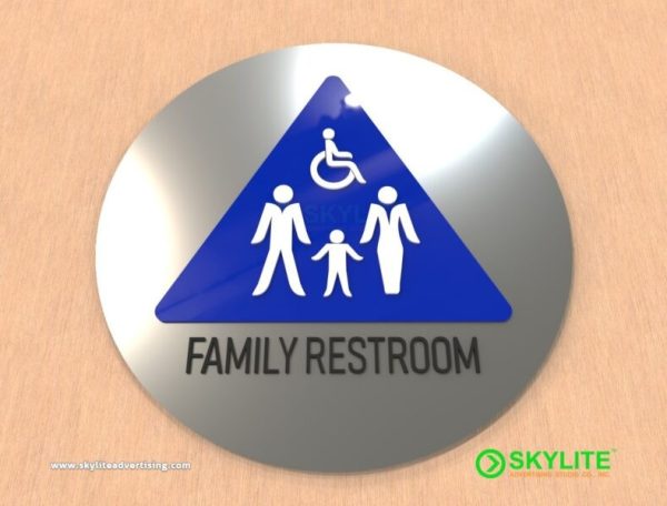 Aluminum Family Restroom Sign with Acrylic