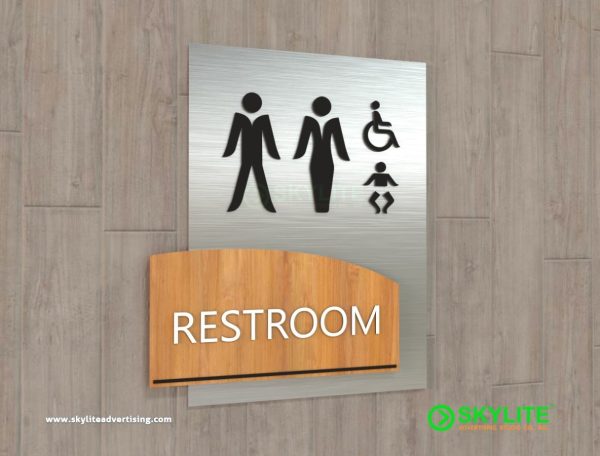 Bathroom Sign- Laser Cut Acrylic with Aluminum Backing