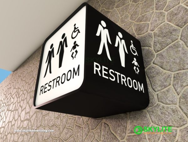 Bathroom Sign - Wall Mounted Cube Acrylic