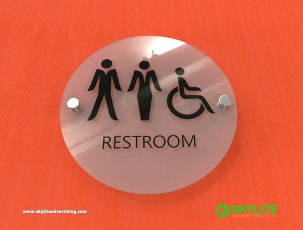 Frosted Acrylic All Gender Restroom Sign Circular