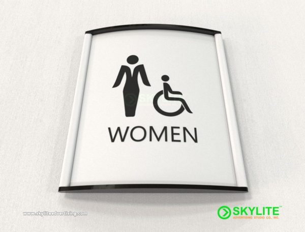 Mens/Womens Restroom Sign- Curved Metal with Metal Inserts