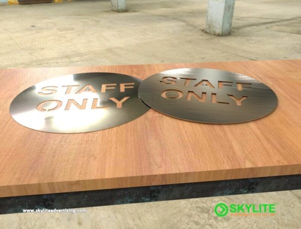 Stainless Staff Only Sign- Laser Cut In