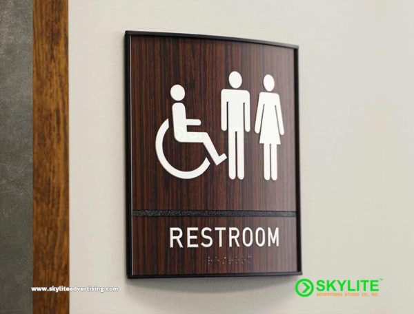 Bathroom Sign - Curved Acrylic with Laminates