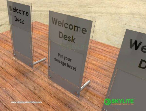 Acrylic Front Desk Sign with Sliding Content